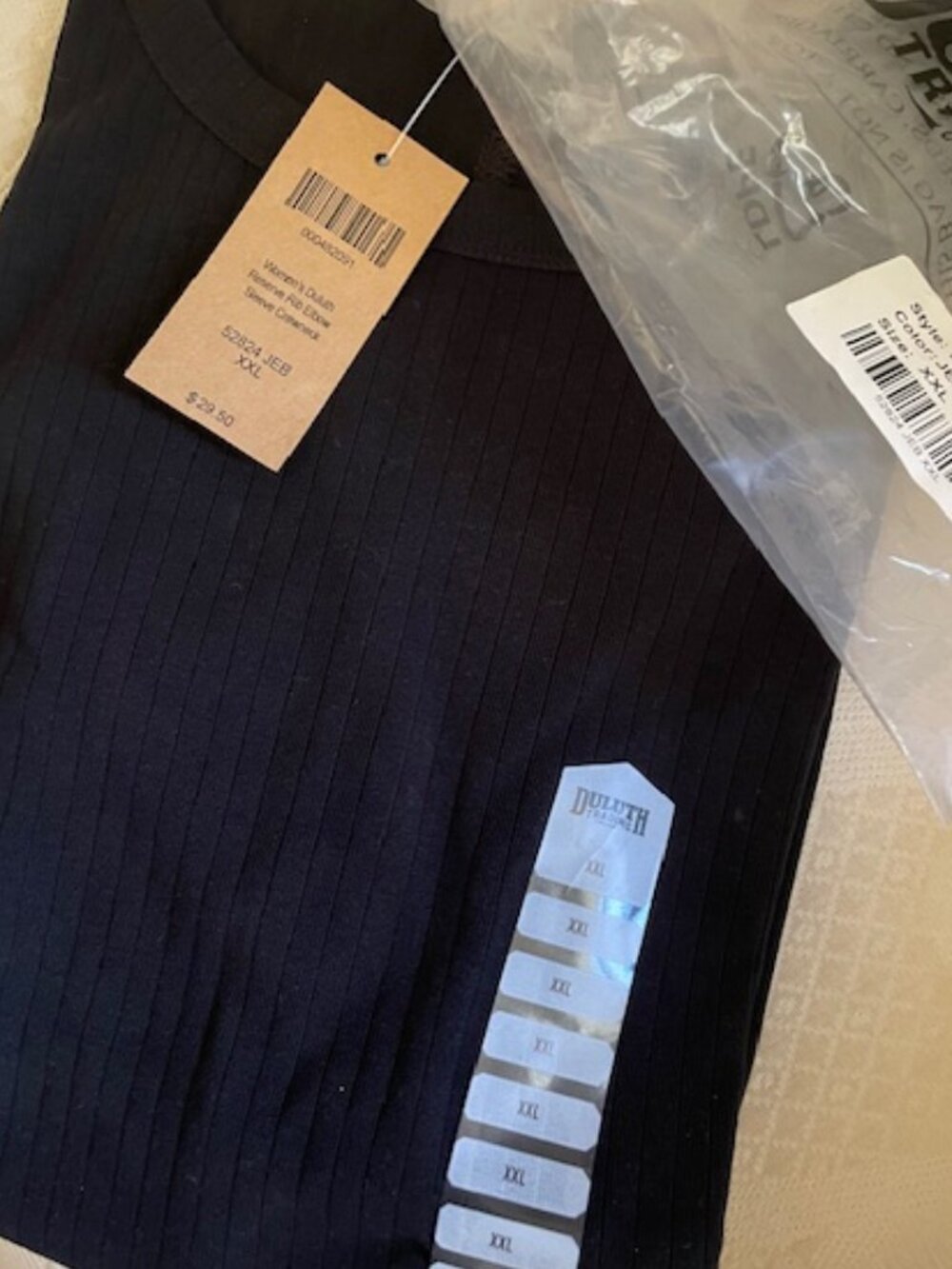 NWT Women's Duluth Trading Co. Short Sleeved Ribbed T-shirt in Black- size XL